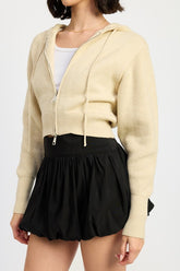 Cropped Zip Up Knit Hoodie Emory Park